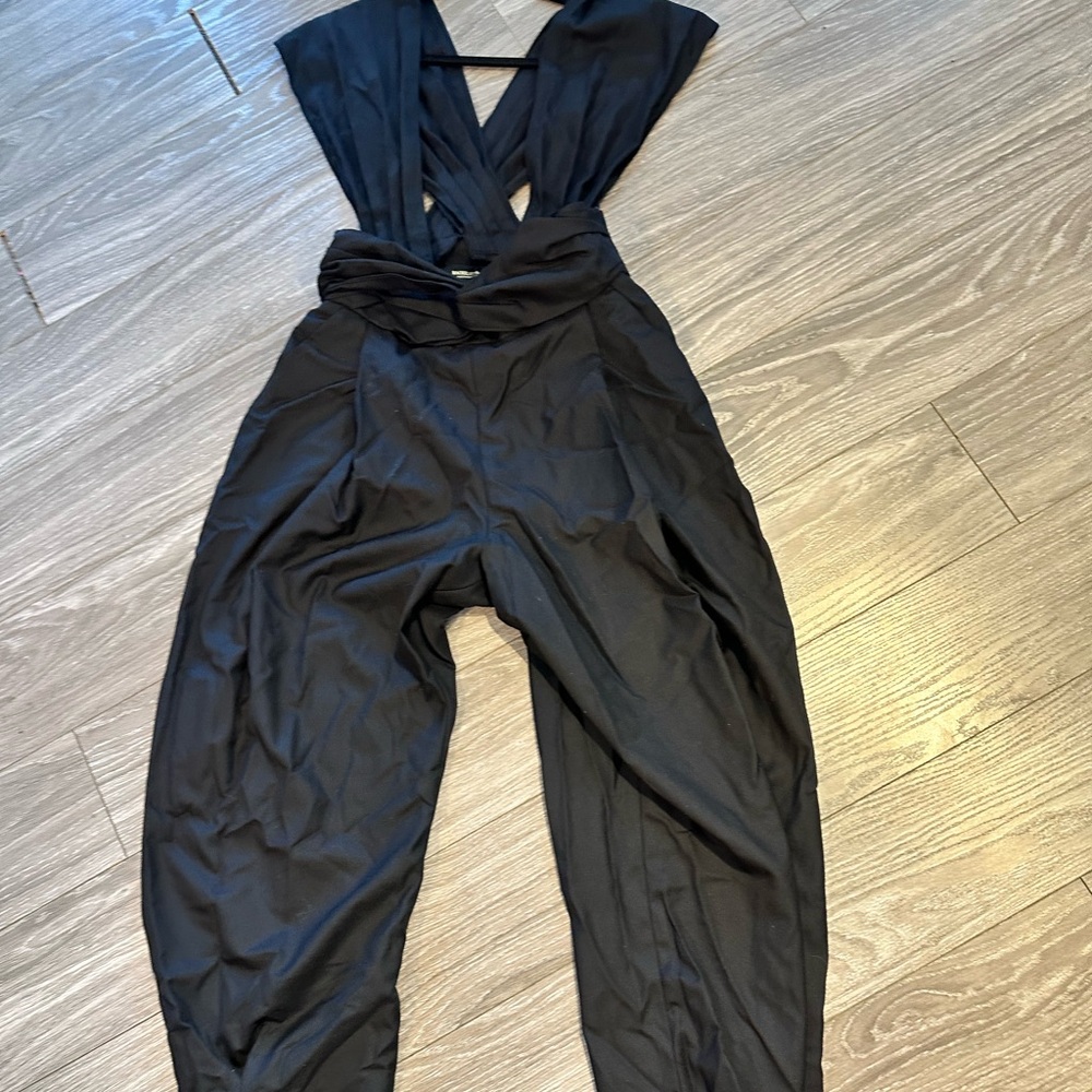 Rachel Comey Black Pleated Ballon Style Cinch Waist Tapered Hem Jumpsuit, Size 4 - Picture 10 of 11